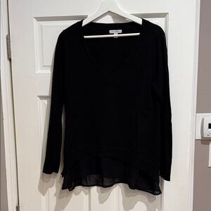 New York & Company Black V-Neck Layered Sweatshirt